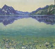 Ferdinand Hodler Thunersee mit symmetrischer Spiegelung vor Sonnenaufgang oil painting on canvas